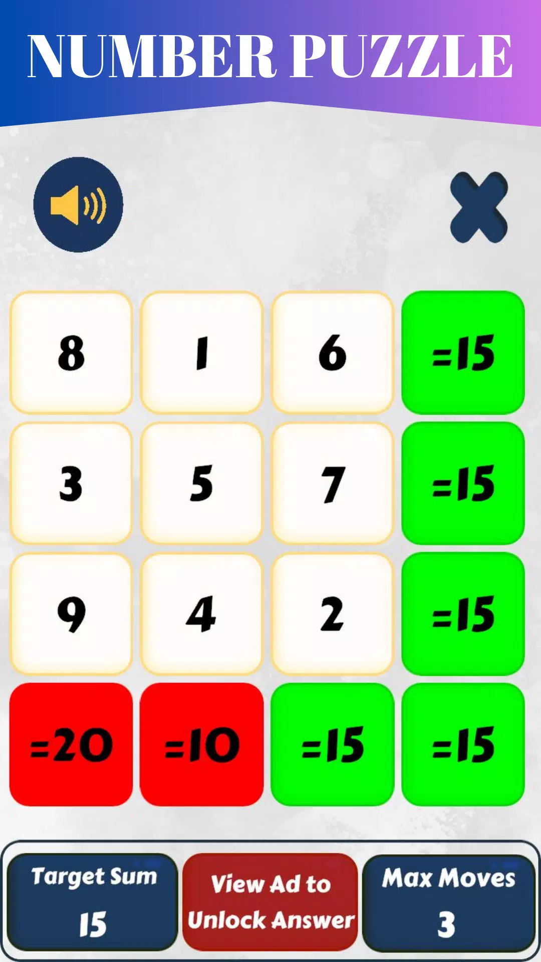 Magic Square game Screenshot 1