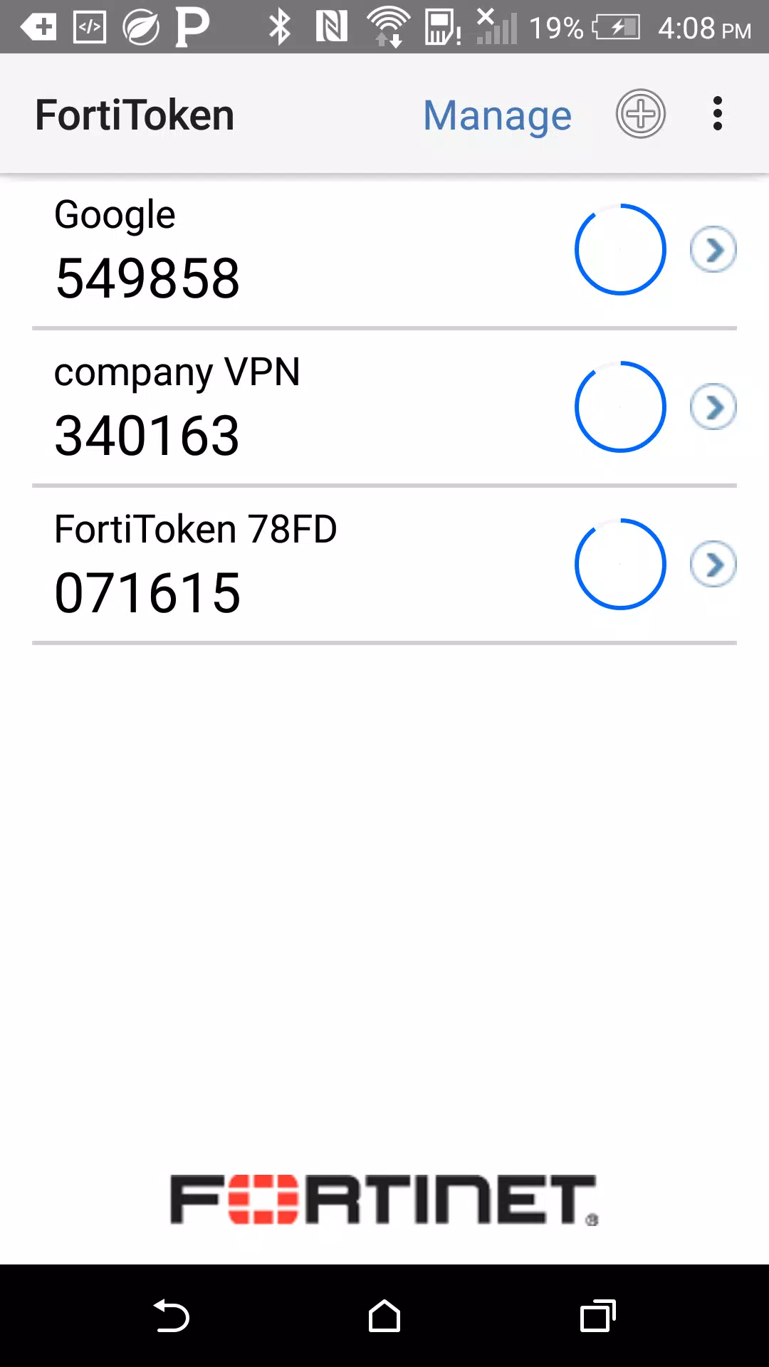 FortiToken Mobile Screenshot 1