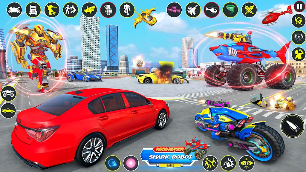 Monster Truck Robot Shark Game ဖန်သားပြင်ဓာတ်ပုံ 1