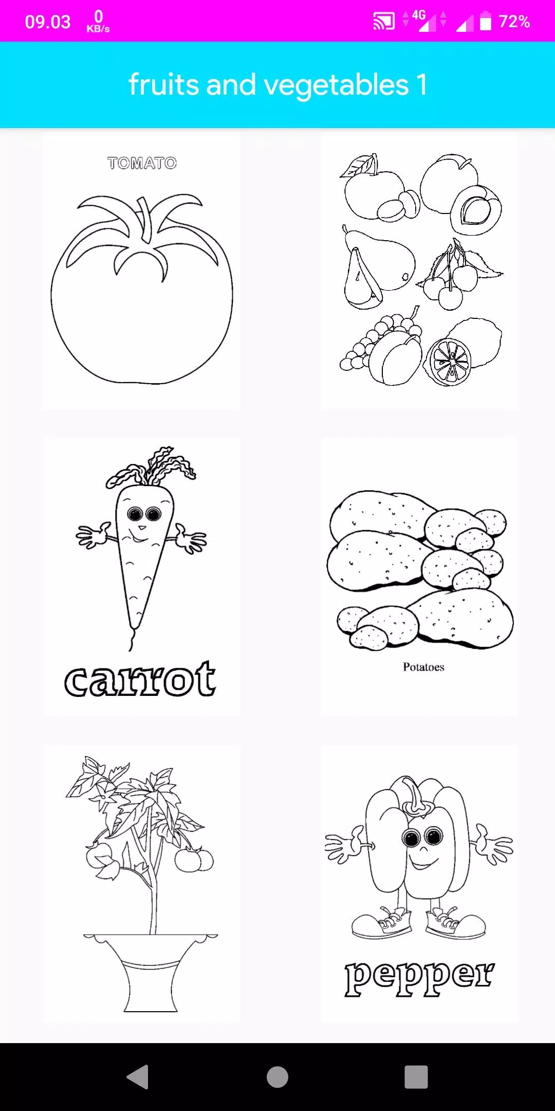 Coloring Fruits And Vegetables Скриншот 3