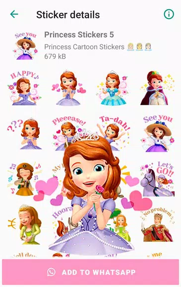 Princess Cartoon WAsticker Captura de tela 4