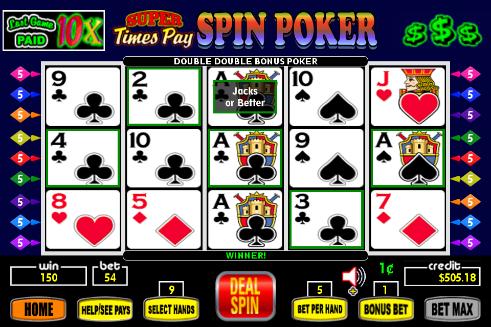 Super Times Pay Spin Poker - FREE Captura de pantalla 1