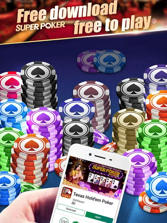 Super Texas Poker--Best Free Texas Hold'em poker स्क्रीनशॉट 1