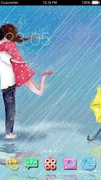 Cartoon Couple Sweet Theme HD 스크린샷 1