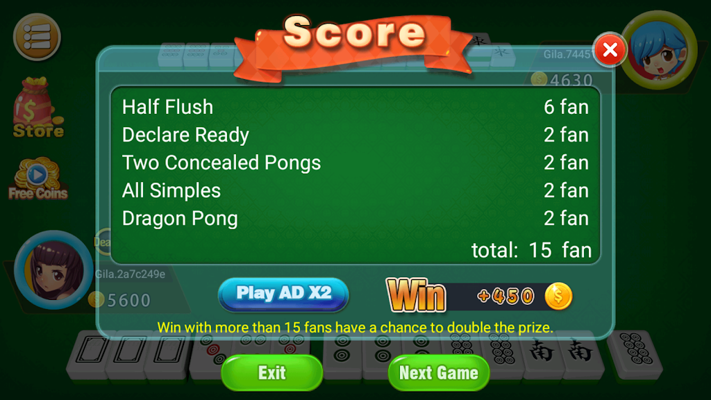 Mahjong 2P: competition Screenshot 2