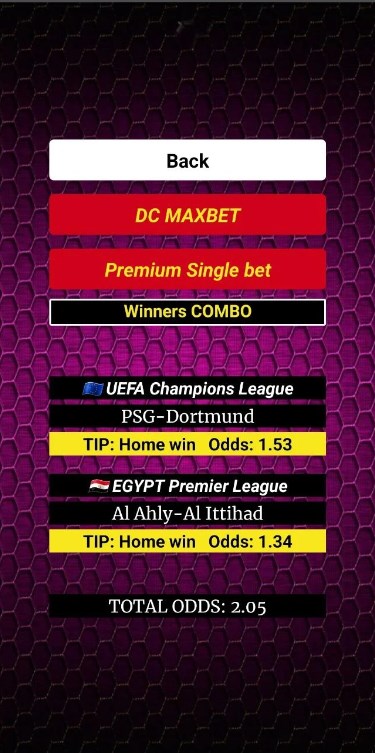 Combo betting tips Schermafbeelding 2