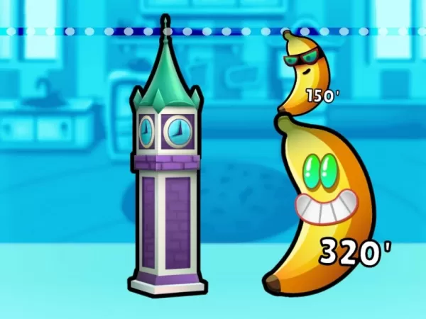 빅 벤의 높이를 측정하기 위해 쌓인 바나나