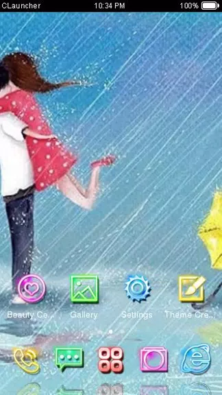 Cartoon Couple Sweet Theme HD 스크린샷 2