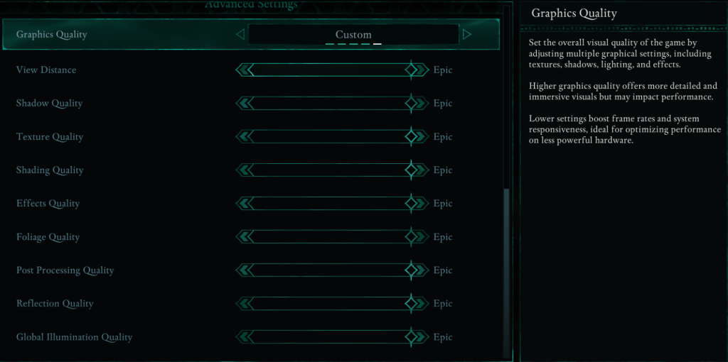 Page de réglage graphique avoué