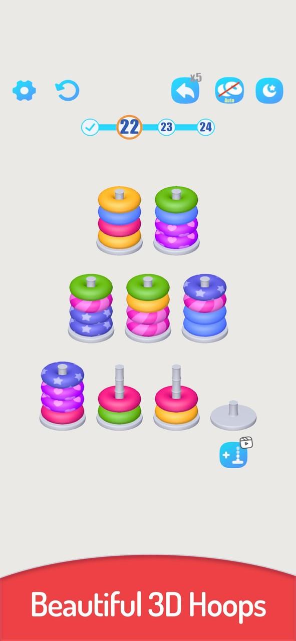 3D Color Sort Hoop Stack Schermafbeelding 3