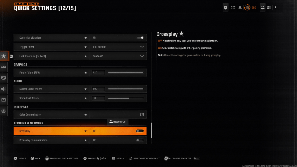Black Ops 6のクロスプレイを無効にします