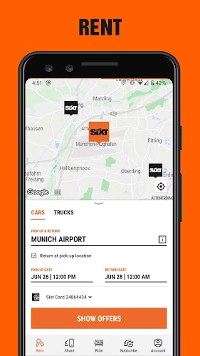 SIXT rent. share. ride. plus. Schermafbeelding 2