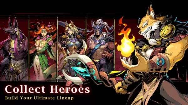 Une gamme de héros mythologiques avec un homme à tête de chien avant et au centre