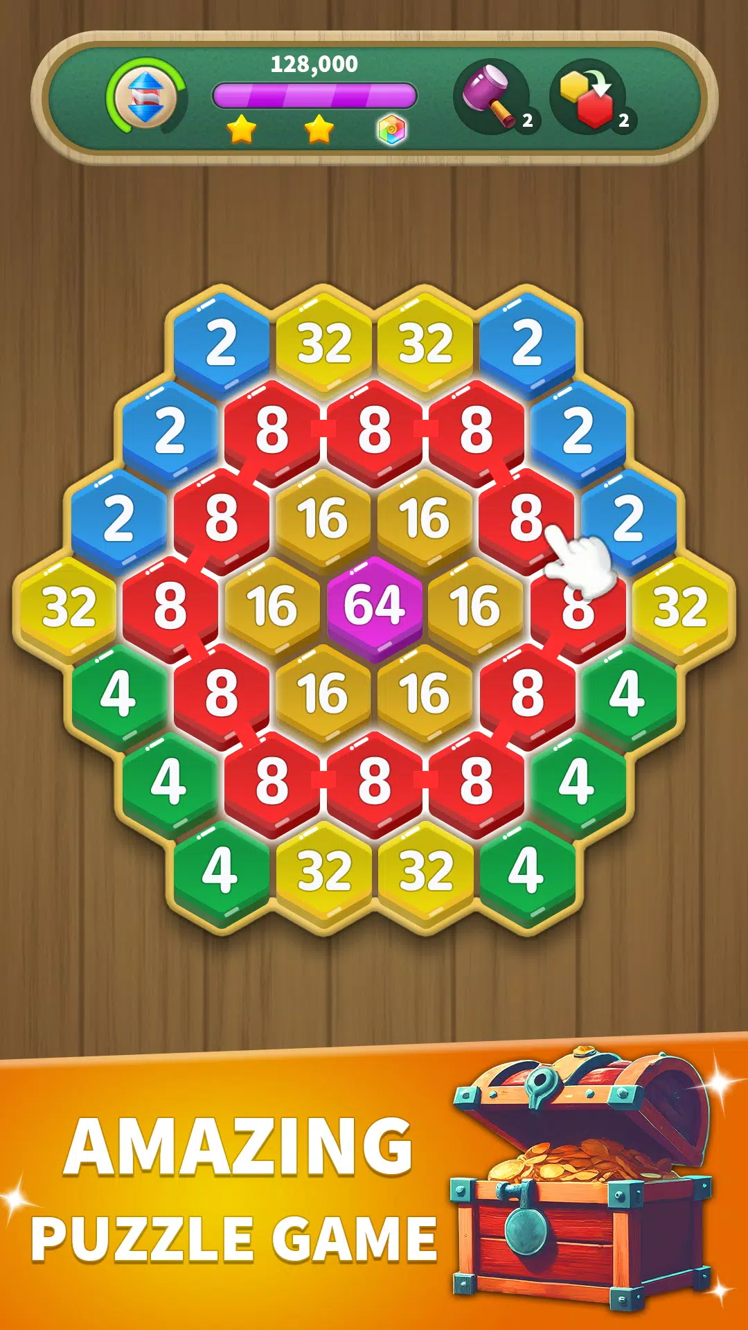 Hexa Connect: 2048 Puzzle ဖန်သားပြင်ဓာတ်ပုံ 1