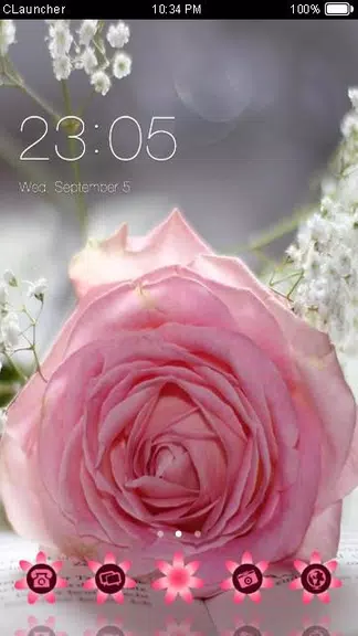 Pretty Pink Rose Theme Captura de pantalla 1