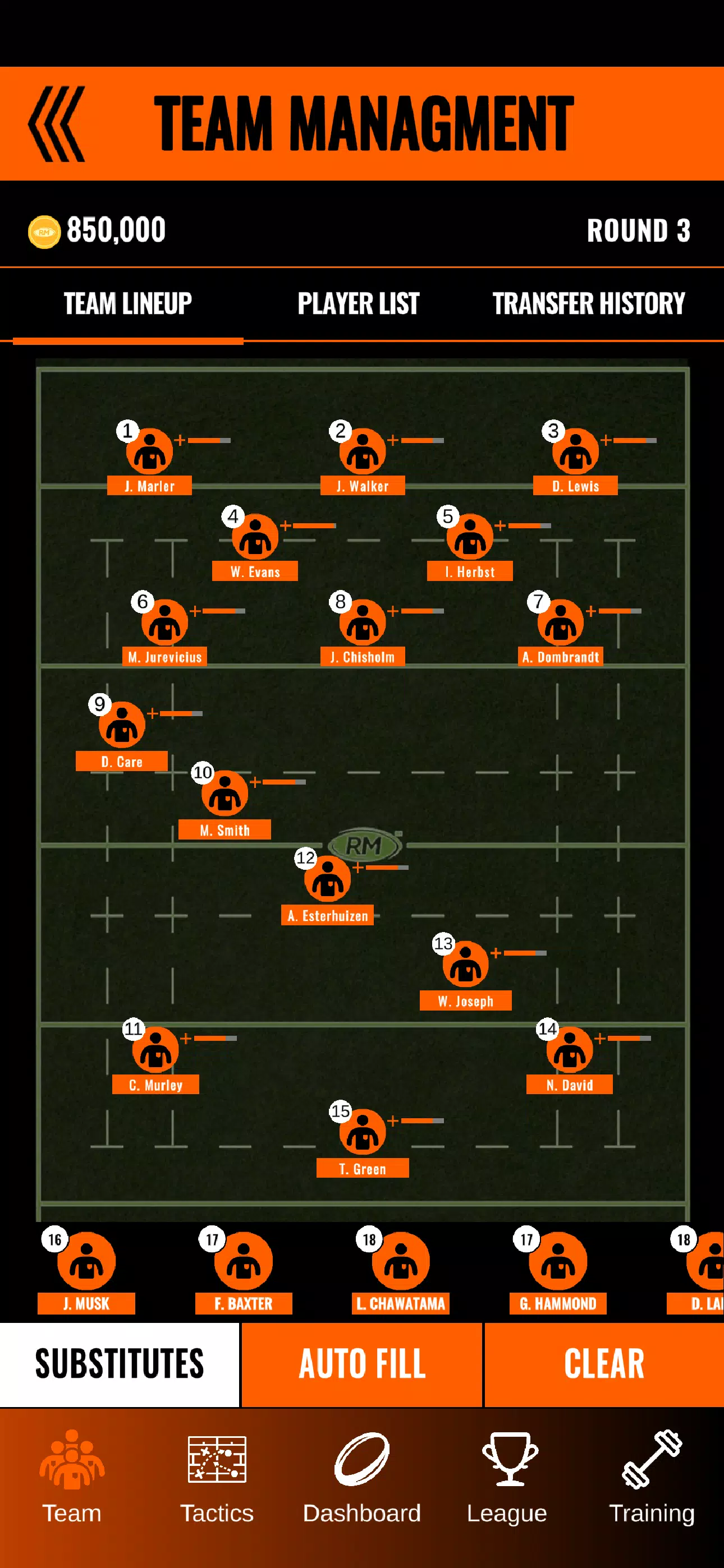 Schermata Rugby Manager 25 2