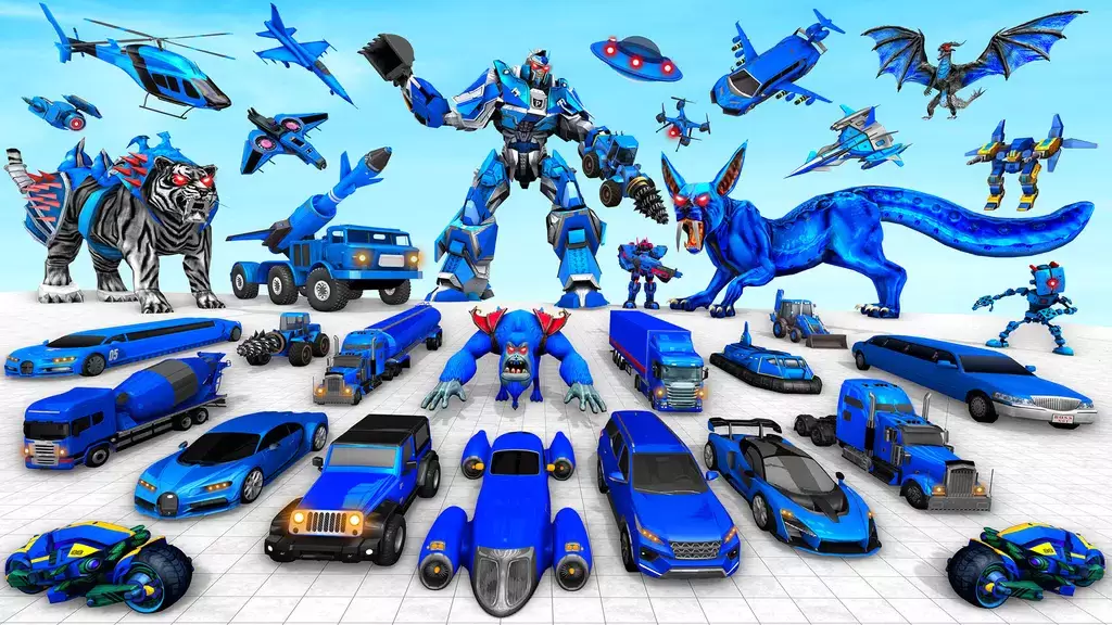 Police Tiger Robot Car Game 3d Tangkapan skrin 2