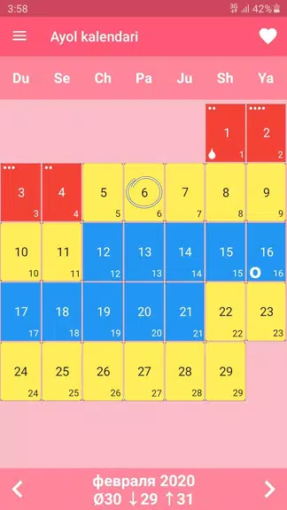 Ayollar kalendari va kundaligi スクリーンショット 2