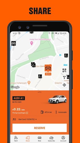 SIXT rent. share. ride. plus. Schermafbeelding 3