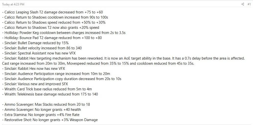 Nieuwe impasse update calico nerfed sinclair herwerkt