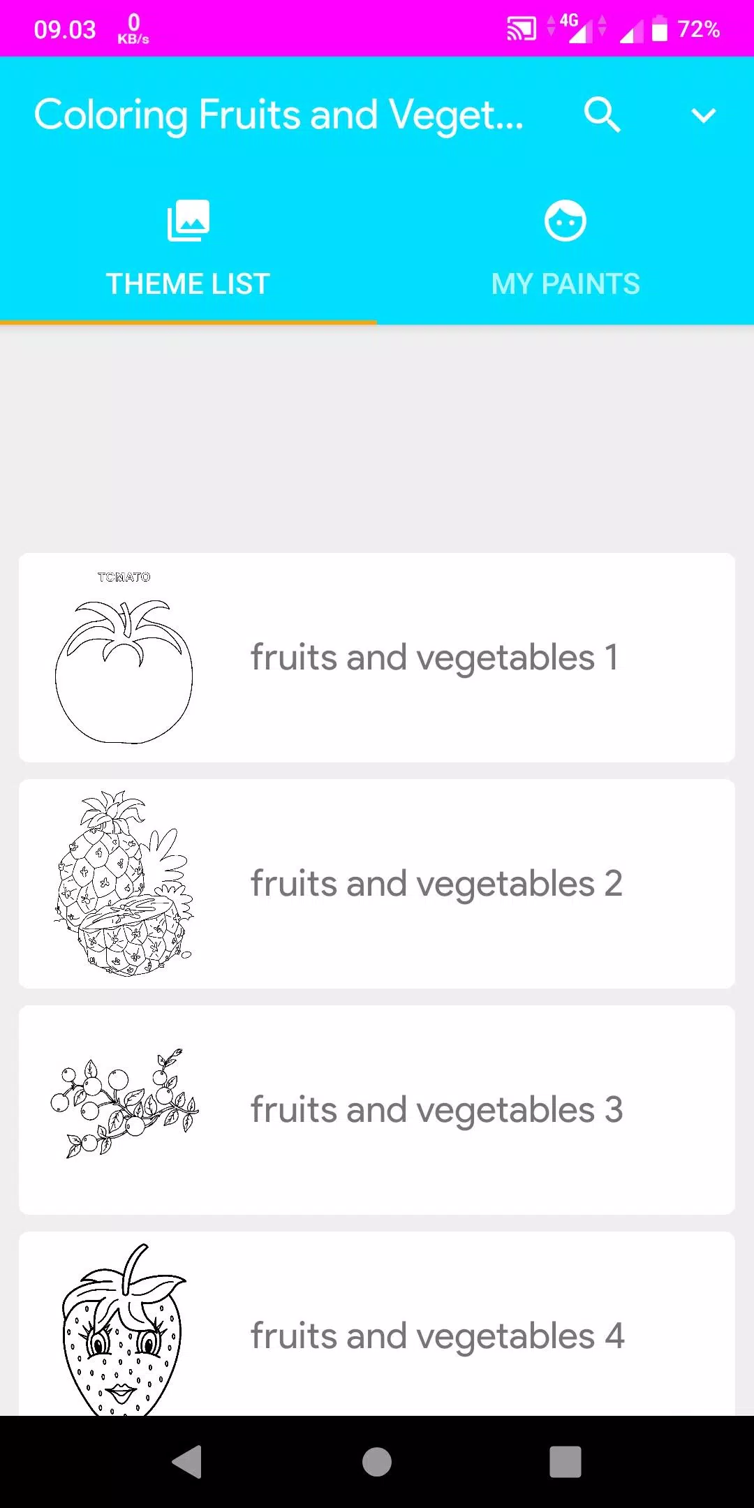 Coloring Fruits And Vegetables Скриншот 1