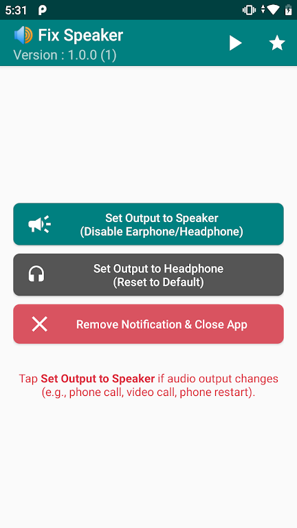 Fix Speaker - Disable Earphone Capture d'écran 1